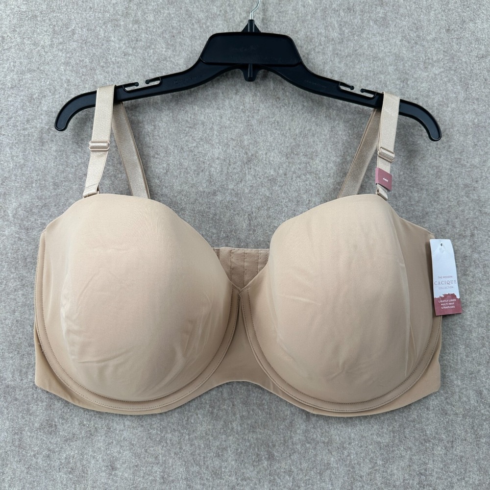 NWT Cacique Smooth Boost Strapless Multi-Way Bra‎ 44H Nude Beige Underwire